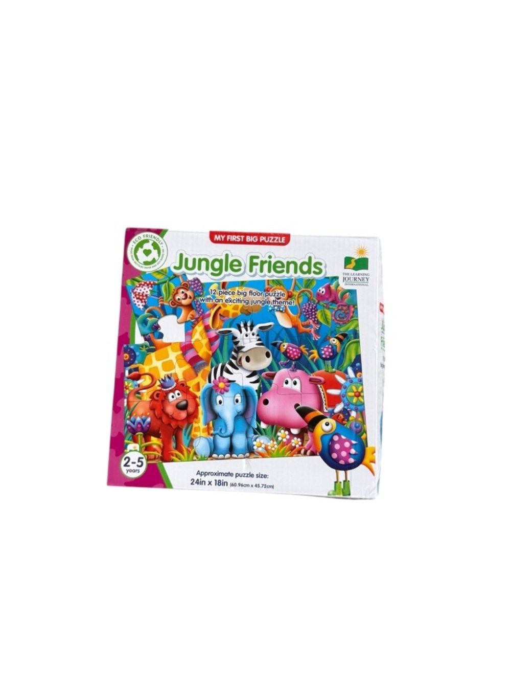 Jungle Friends Big Floor Puzzle – Colorful Animal Playset (Pink, Blue, Green)